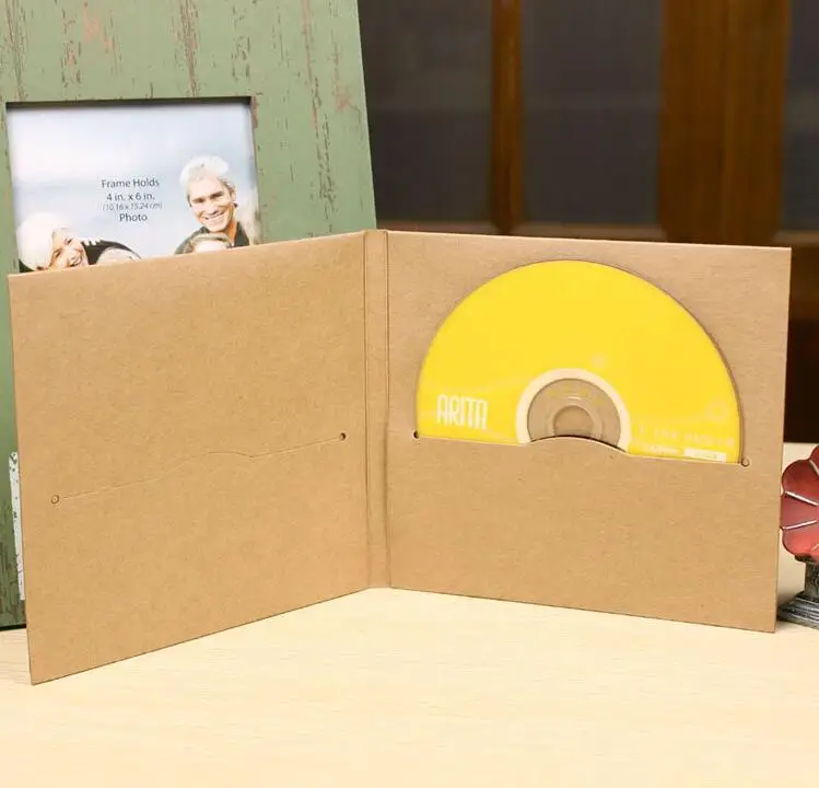 Wholesale 100Pcs/Lot 13.5*14.5cm CD Sleeve Kraft Paper CD Case Discs DVD Packaging Pack Cover