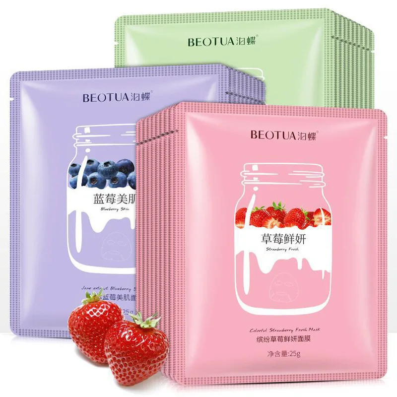 

Plant Extract Moisturizing Face Sheet Mask Oil Control Brighten Skin Care Anti Aging Acne Fruit Unisex Whole Face Mask