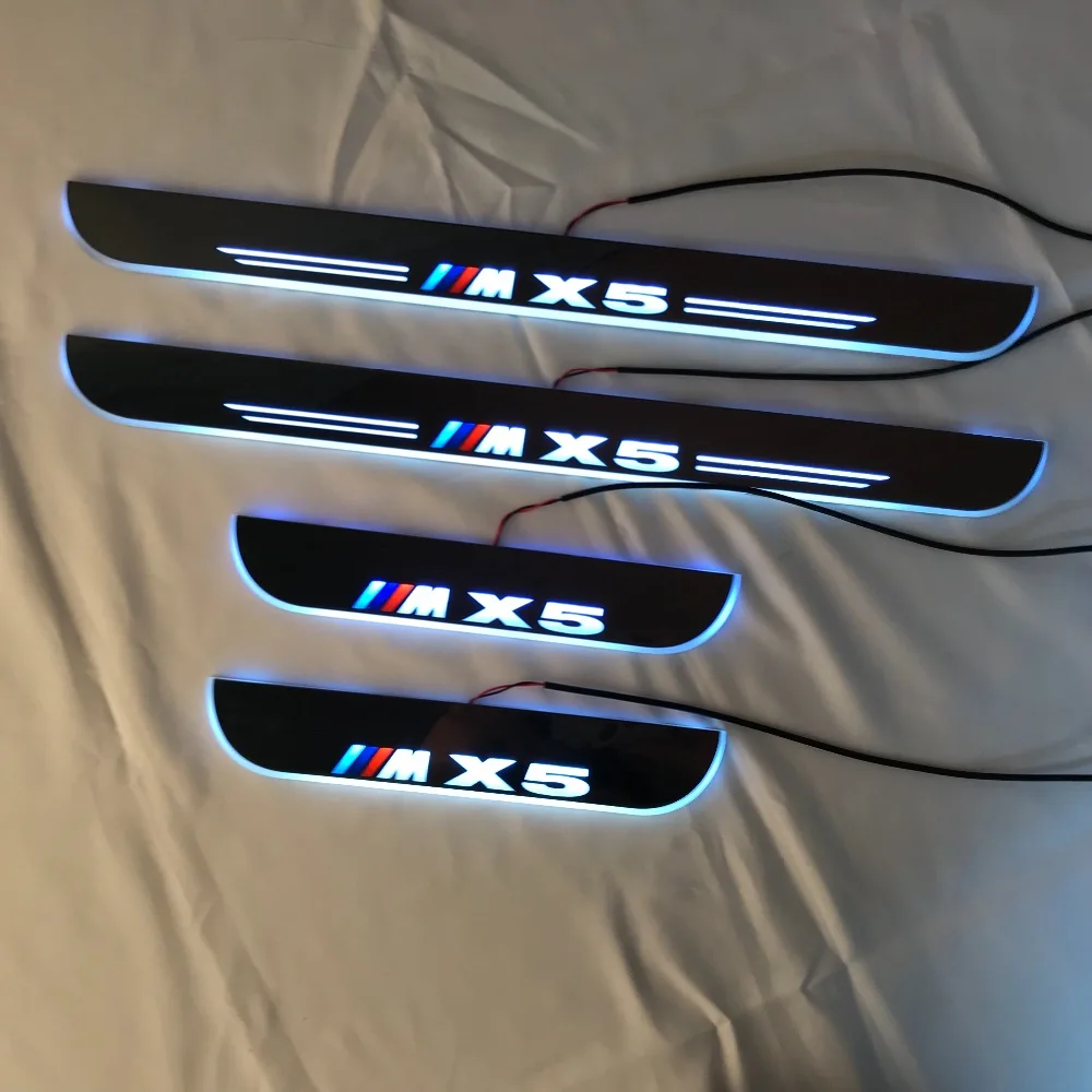 

RQXR led moving door scuff for BMW X5 dynamic door sill plate flat lining overlay flow light, 4pcs