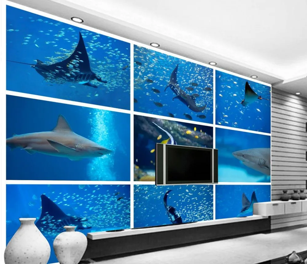 Custom 3d Wallpaper Underwater World Shark Tropical Fish Custom 3d Wallpaper Underwater World Shark Tropical Fish