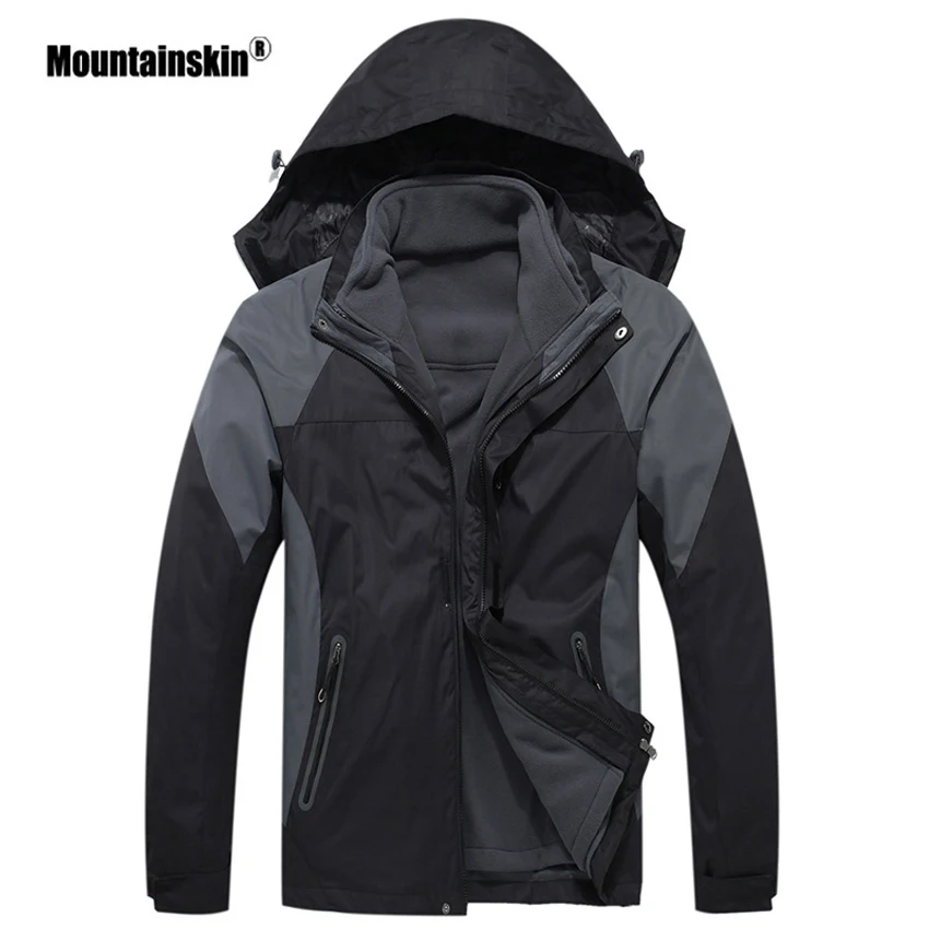 Mountainskin الرجال 3in1 الشتاء الدافئة جاكيت من الصوف سوفتشيل سترة واقية الرياضة في الهواء الطلق المشي لمسافات طويلة التخييم التزلج الصيد معطف VA272