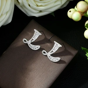HIBRIDE мини A-Z Pendientes Iniciales серьги с буквами милые серебряные ювелирные изделия креативные подарки для женщин серьги для девочек E-458 - Окраска металла: L