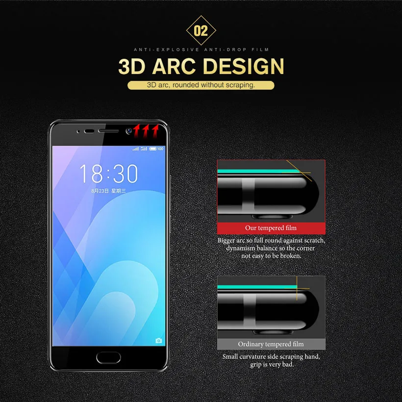 Защитное стекло Fintorp 3D для MEIZU M5S M5 M6 M3 Note MX6 M6S M3X M3E|Защитные стёкла и плёнки| |
