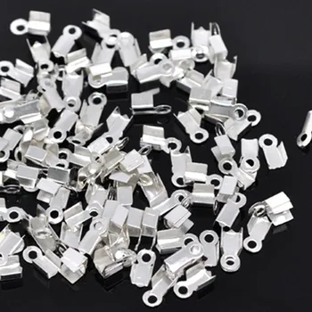 

1000Pcs Silver Plated Alloy Crimp End Beads Caps Fit Necklaces Cord Fashion Jewelry Component 9x4mm