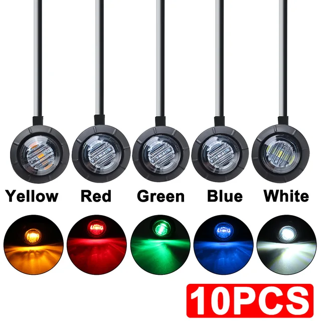 Waterproof 3/4" Round Side Marker Lights LED 12 24V Universal Marker