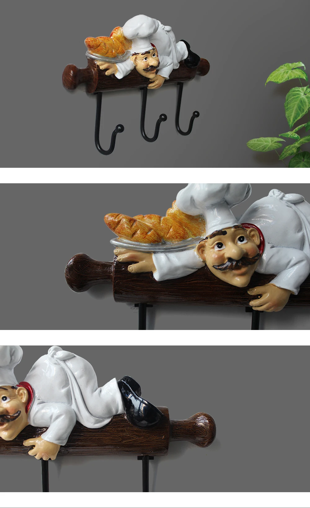 Статуэтка шеф-повара настенный крючок из смолы для гостиной кухни креативная Модель Европейского персонажа украшения для дома и сада украшения