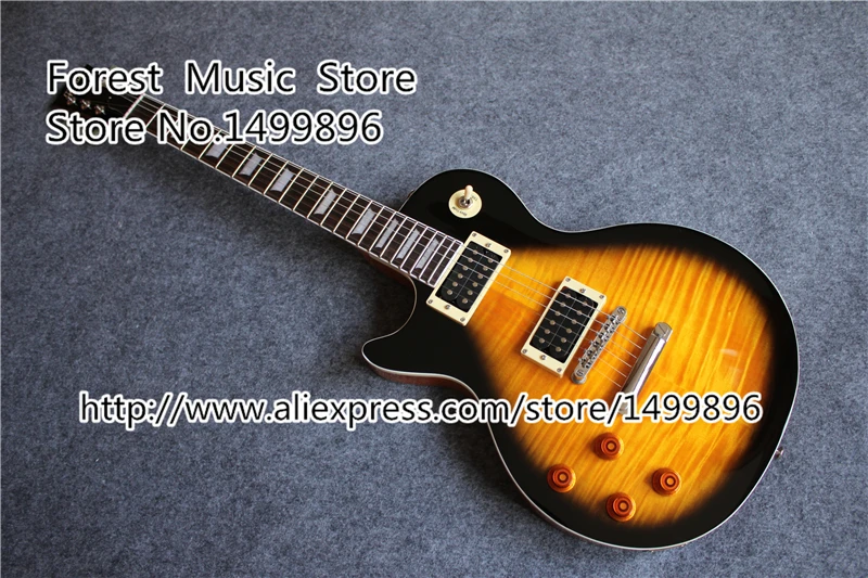 

New Arrival Slash Signature Left Handed Suneye LP Guitar Electric Vintage Sunburst Tiger Flame China Guitar Body Custom