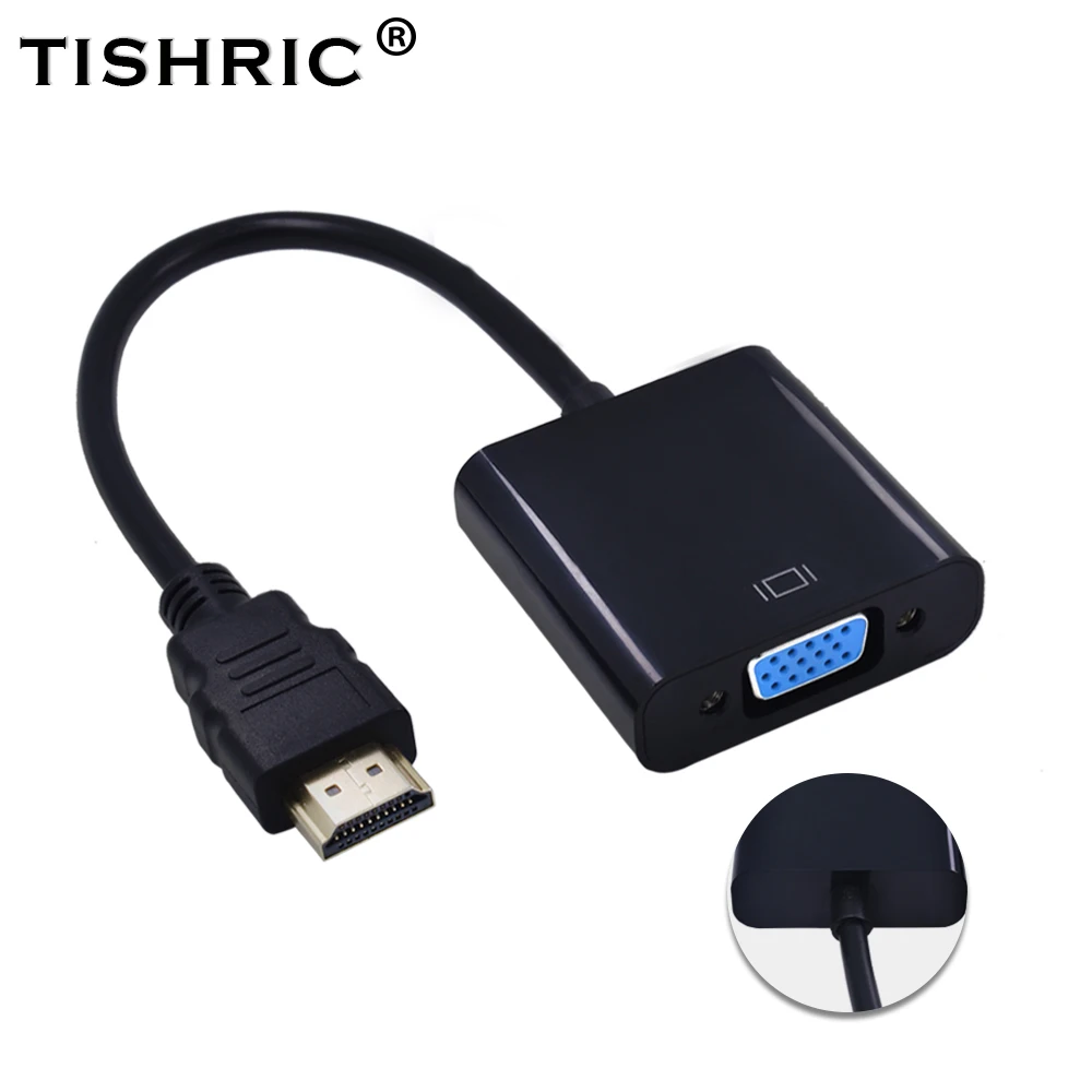 Кабель hdmi vga TISHRIC фото и видеоконвертер 1080P цифро аналоговый HDMI2VGA для