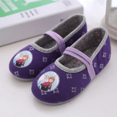 Disney children cartoon girl princess cotton shoes home shoes dance shoes frozen home cotton shoes - Цвет: C