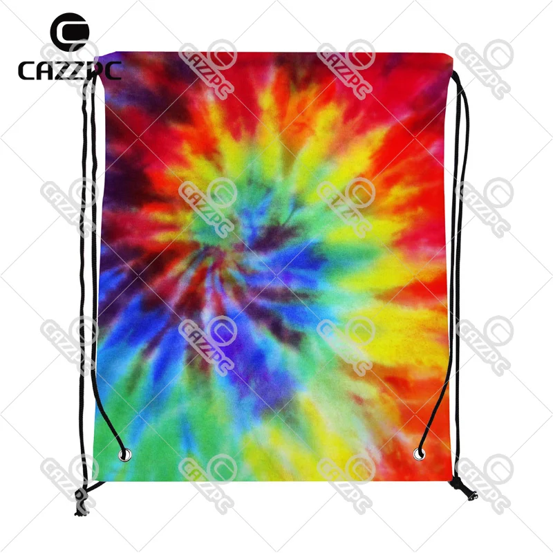 

Fashion Colorful Tie Zagreb Dye Almofada Print Custom individual Nylon fabric Drawstring Backpack Gift Bag Pack of 4
