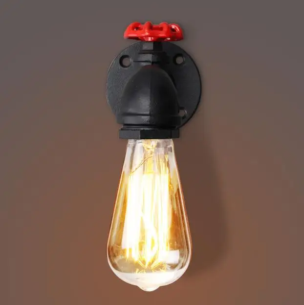 E27 винтажный промышленный ретро деревенский настенный светильник держатель лампа база бра светильник фитинг водопроводные трубы стиль Внутренний Декор - Цвет абажура: Black