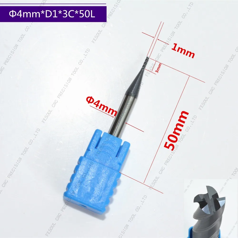 4 мм * 1 50 10 шт CNCTungsten Твердые твердосплавные концевые фрезы TiALN покрытие флейты
