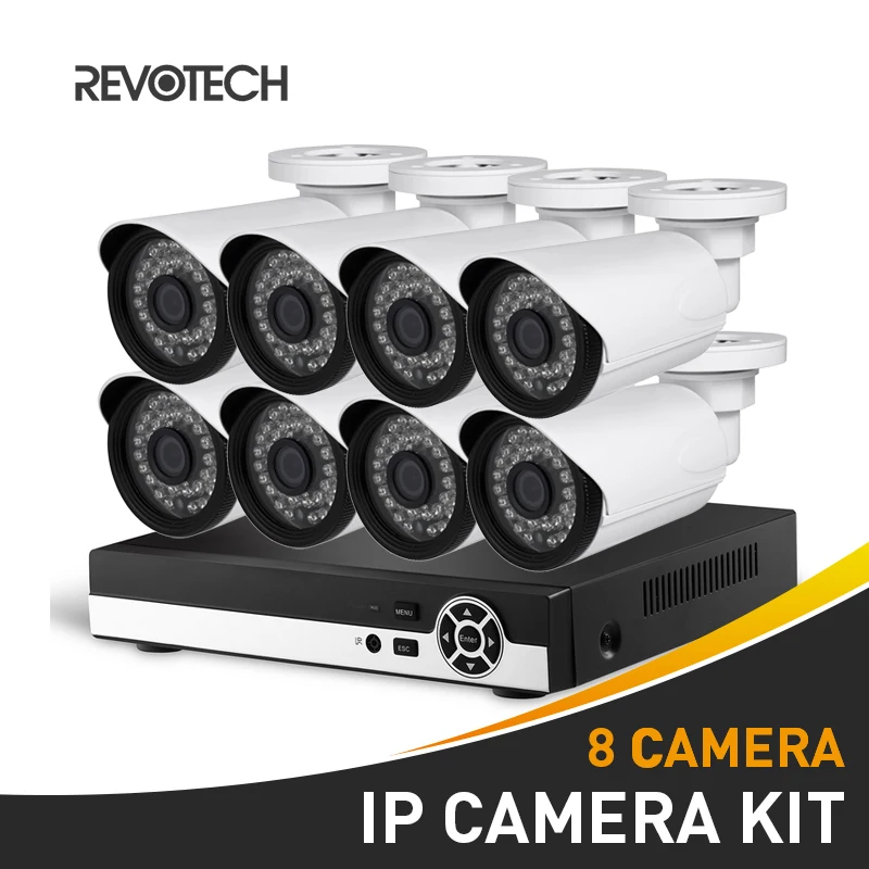 

8CH CCTV IP 1080P Camera System Kit HD 8 Channel NVR 8PCS Waterproof 1920x1080P 2.0MP Bullet Secuity Camera Surveillance Camera
