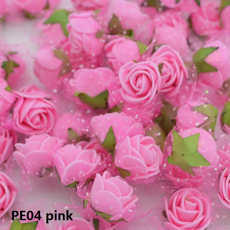 100 шт 2 см мини ПЭ пены розы искусственные головки цветов Венок ручной работы розы DIY ремесла поставки Свадебная вечеринка коробка украшения - Цвет: PE04 pink