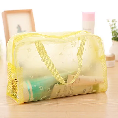 5 цветов, водонепроницаемая ПВХ косметичка для хранения, женская прозрачная сумка-Органайзер для макияжа, компрессионные дорожные мешки для ванной - Цвет: Цвет: желтый