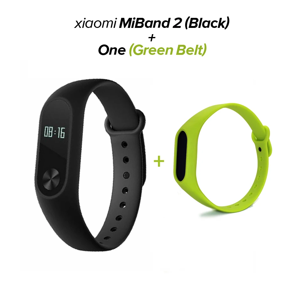 Xiaomi mi Band 2 mi band 2 фитнес-трекер монитор сердечного ритма OLED дисплей тачпад Bluetooth 4,0 для Android IOS - Цвет: Black N Green