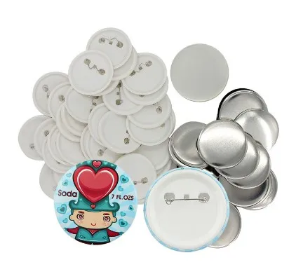 

Hot sales 32mm tin button badge material 500pcs with safe pin