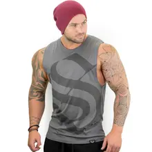 Мужские летние Фитнес Бодибилдинг топы тренажерные залы тренировки рукавов рубашки Мода хлопчатобумажный жилет майка мужской спортивной