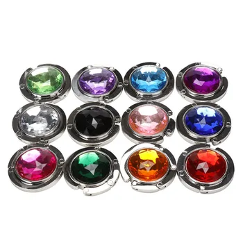 

1 Pcs New Alloy Fashion Crystal Rhinestone Bag Holders Accessories 12 Colors Folded Handbag Bag Hook Hanger Holder