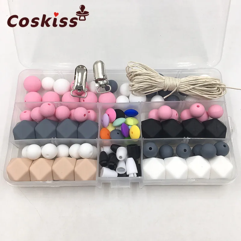 Baby Silicone Teething DIY Crafts Set Pacifier Clips Toy Safe And Natural Silicone Bead Teether Baby Nursing Necklace Pendants Baby Silicone Teething DIY Crafts Set Pacifier Clips Toy Safe And Natural Silicone Bead Teether Baby Nursing Necklace Pendants