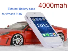 Newest High capacity 4000mAh Backup External Power case for iPhone 4s battery case for iPhone 4