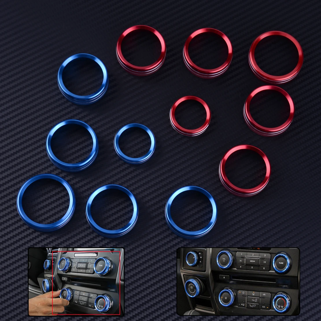 

DWCX 6pcs Car Air Conditioner Audio Switch Buttons Ring Cover Trim Decor Decorative Fit for Ford F150 2016 2017 2018 Styling