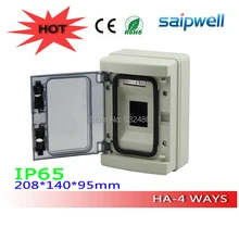 Горячая Распродажа ip65 Водонепроницаемый распределительный щиток 4 подъездных путей, HA серии 208*140*95 мм