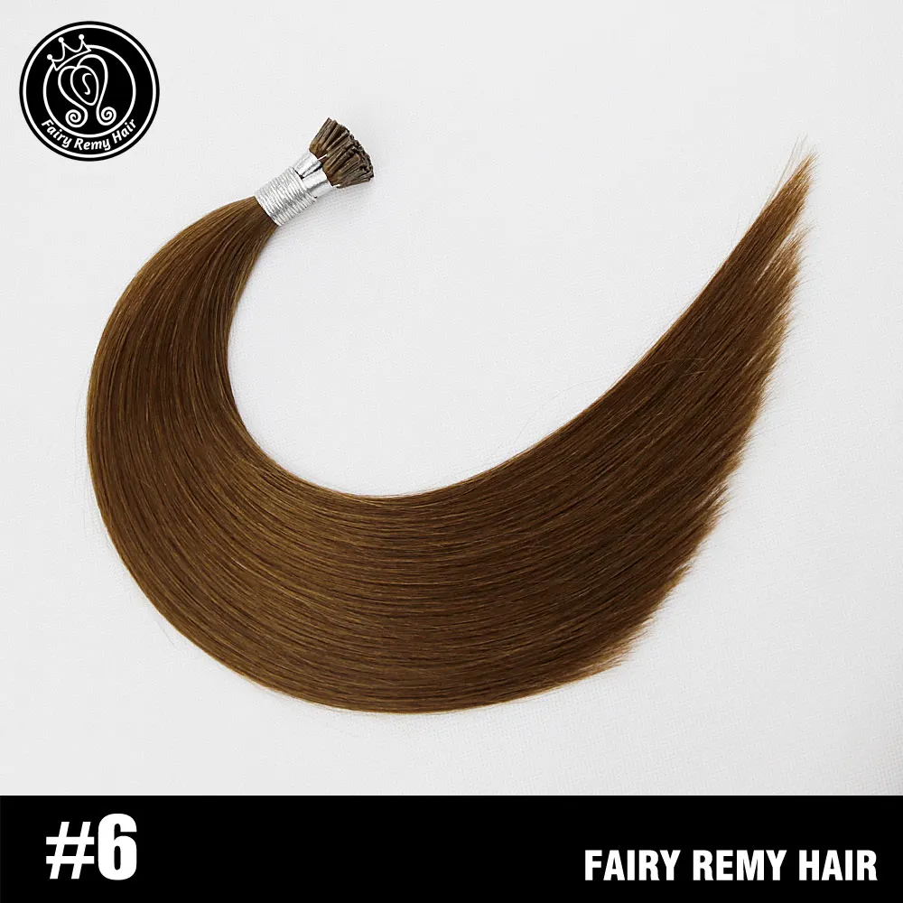 Сказочные волосы remy 1 г/локон 1" 18" 2" 22" Fusion человеческие волосы для наращивания прямые Remy Keratin I Tip Micro Ring человеческие волосы на Capsuel - Цвет: #6