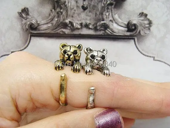 2015 Newest fashion Bear Ring animal ring Retro Little Bear Ring Adjustable Antique Silver/Bronze Animal Ring Jewelry Free Size