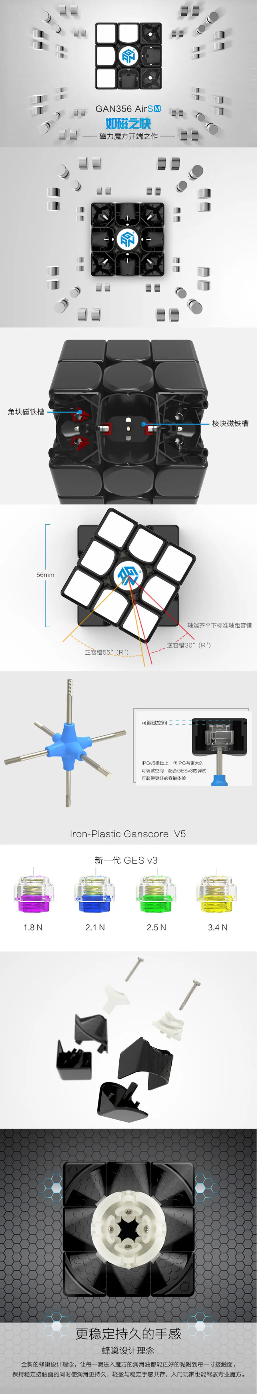 GAN356 GAN356AirSM головоломка магический куб GAN356Air Air SM 3x3x3 3*3*3 Мастер Магнитный Магнит professional скорость
