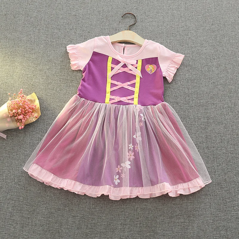 Детские платья для девочек; платье принцессы Софии; костюм Рапунцель для девочек; платье для дня рождения; фатиновая детская одежда; пляжная одежда; - Цвет: Purple