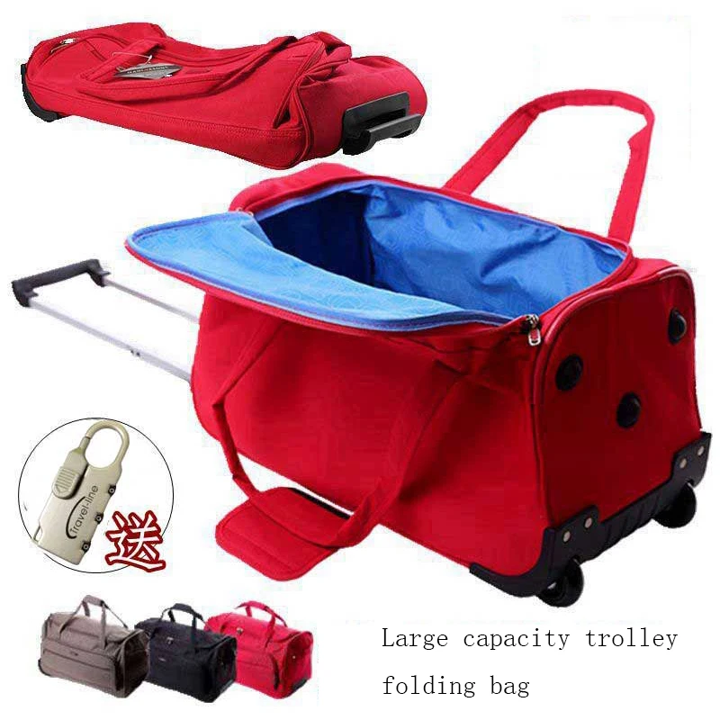 

Waterproof Travel Bag Large-capacity folding Suitcases Wheels Women Rolling Luggage Handbag 24/28"32" Man backpack trolley case