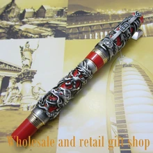 JINHAO J300 Дракон и Феникс античное серебро и красный винт металлическая шариковая ручка китайская на удачу, дракон