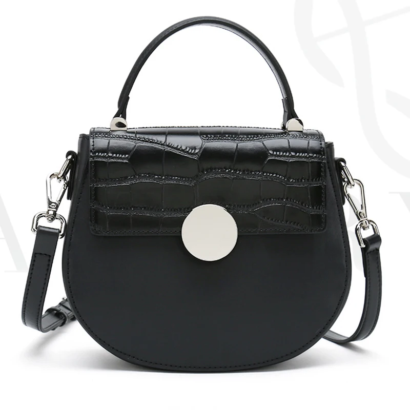 

Women Handbag Genuine Leather Bags For Women Cowhide Shoulder Bag Crocodile Pattern Tophandle Ladies Lock Fashion Women Bags New