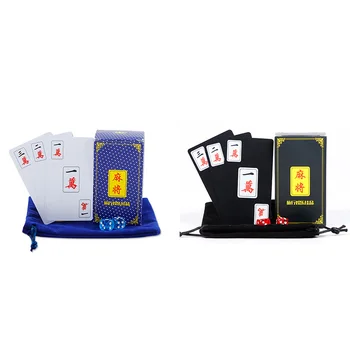 

148 PCS Mahjong Cards Board Game PVC Frosted Plastic Cards Waterproof Travel Mahjong send Dice/Bag