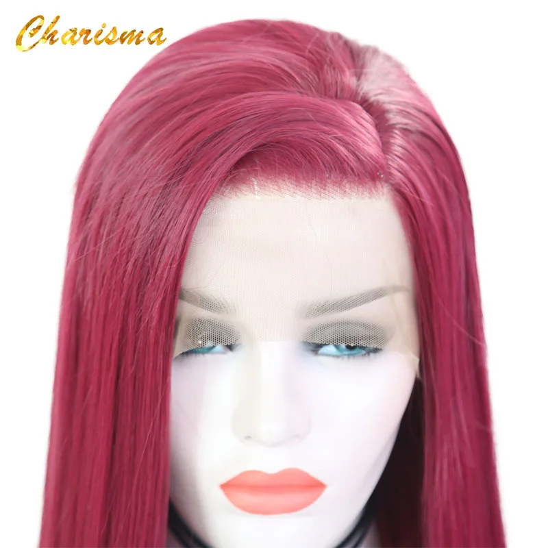 Charisma высокотемпературный парик для волос, синтетический парик на кружеве для женщин, прямые волосы с естественными волосами, кружевные передние красные парики