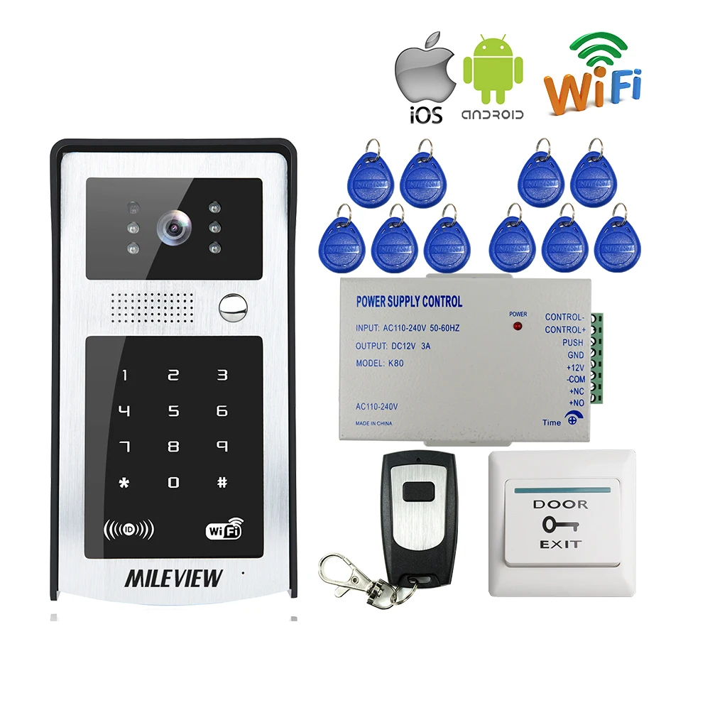

MILEVIEW RFID Code Keypad Wifi 720P Video Door Phone Intercom IR Metal Doorbell for Phone Remote Monitor Unlock FREE SHIPPING