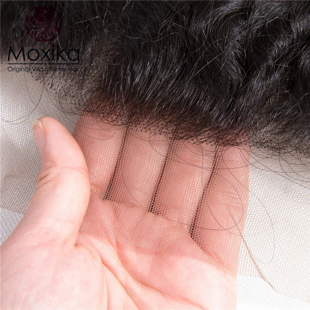 Moxika 13x4 Lace Frontal Closure Brazilian Deep Wave With Lace Closure Ear To Ear Remy Pre Plucked With Baby Hair HairLine