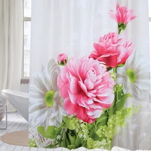Fabric polyester red peony waterproof shower curtain thicken shower curtain bathroom curtain,