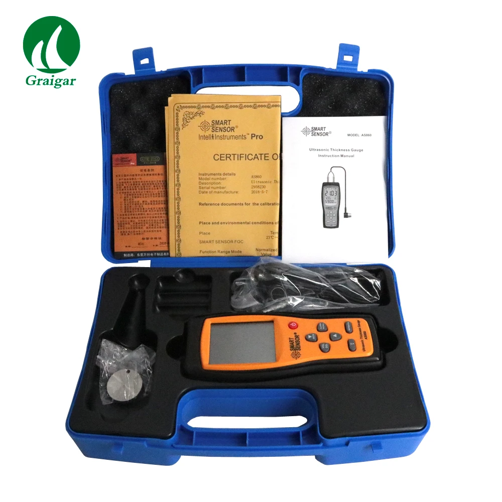 

AS860 Smart Sensor Ultrasonic Thickness Gauge Measuring Range 1.2~225mm