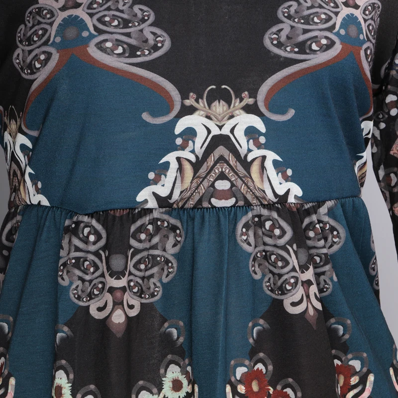 5XL-Large-Size-2019-Long-T-Shirt-Dress-Women-Boho-Dress-Casual-O-Neck-Three-Quarter (5)