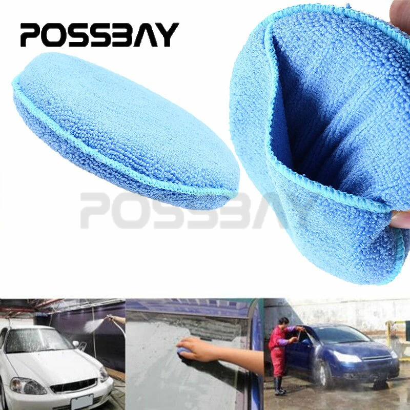 POSSBAY 1/5 шт круглый синий микрофибра автомобильный воск аппликатор подушечки для полировки губки с/без карман для автомобиля уборки дома