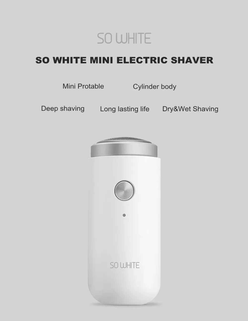 Оригинал Xiaomi Mijia So White мини-электробритва влажное сухое ручное бритье IPX5 Водонепроницаемый Тип-C заряжается глубокая борода бритья