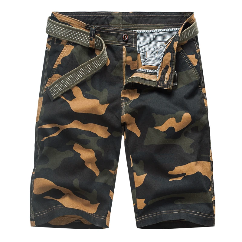 

Summer Camouflage 2019 Multi-pocket Cargo Shorts Fashion Men Casual Cotton Military Loose Tooling Shorts Size 28-40 No Belt