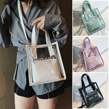 

Women Transparent Handbag Shoulder Bag Clear Jelly Purse Clutch PVC Tote Messenger Bag