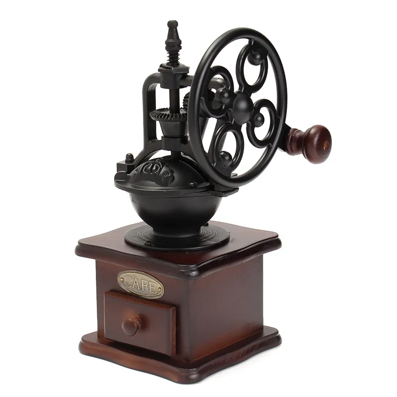 Ferris Wheel Design Vintage Manual Coffee Grinder With Ceramic Movement Retro Wooden Coffee Mill Coffee Bean