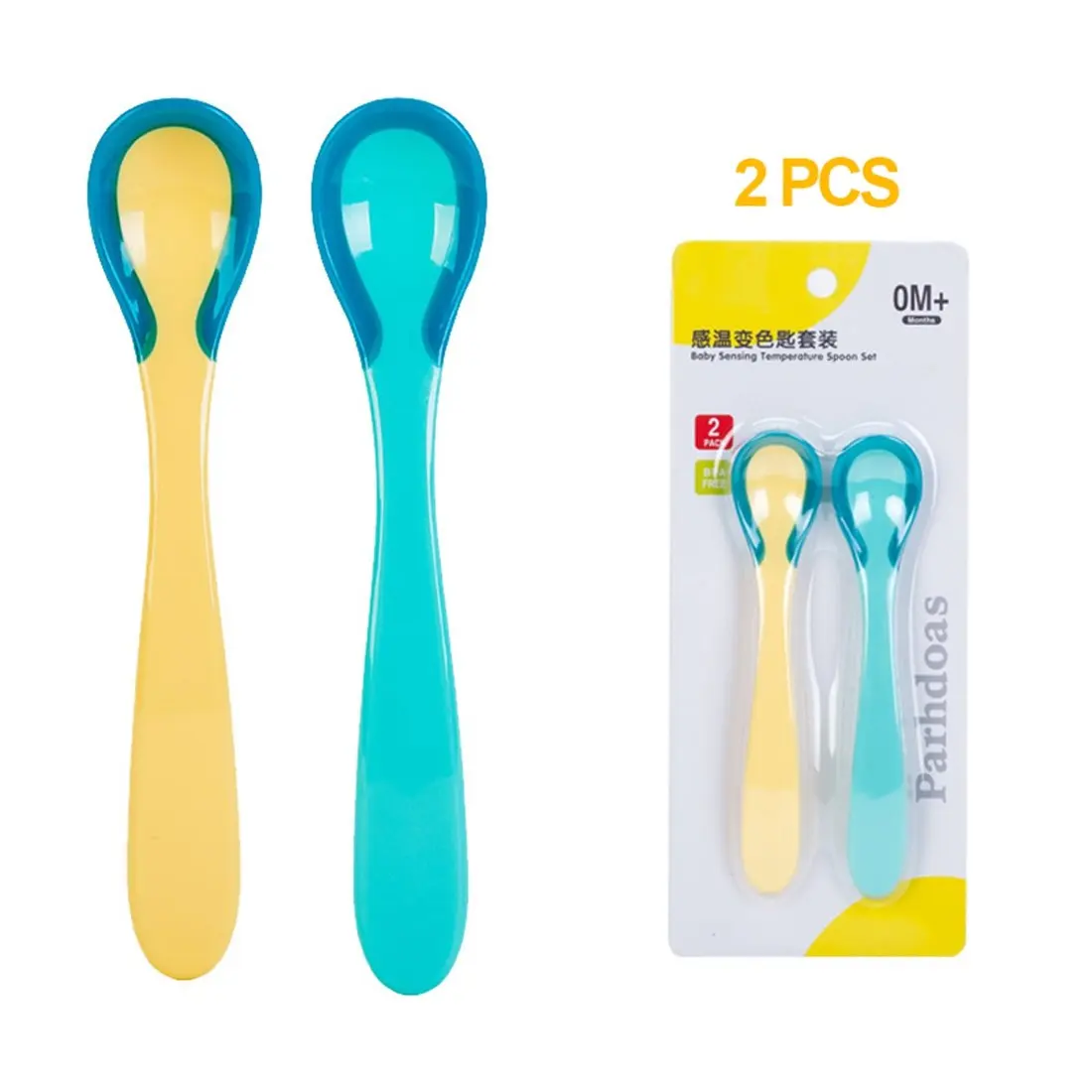 

yooap Baby feeding spoon temperature change spoon safe color food spoon anti-scalding feeding tableware set of 2