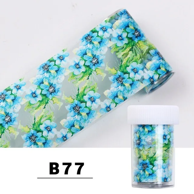 1 шт 100*4 см цветочный дизайн ногтей Фольга переводные наклейки на ногти голографические розы маргаритки наклейки - Цвет: B77