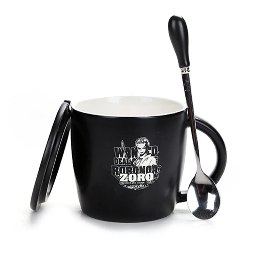 One Piece Coffee mug ceramic luffy zero ace cup with cover One piece