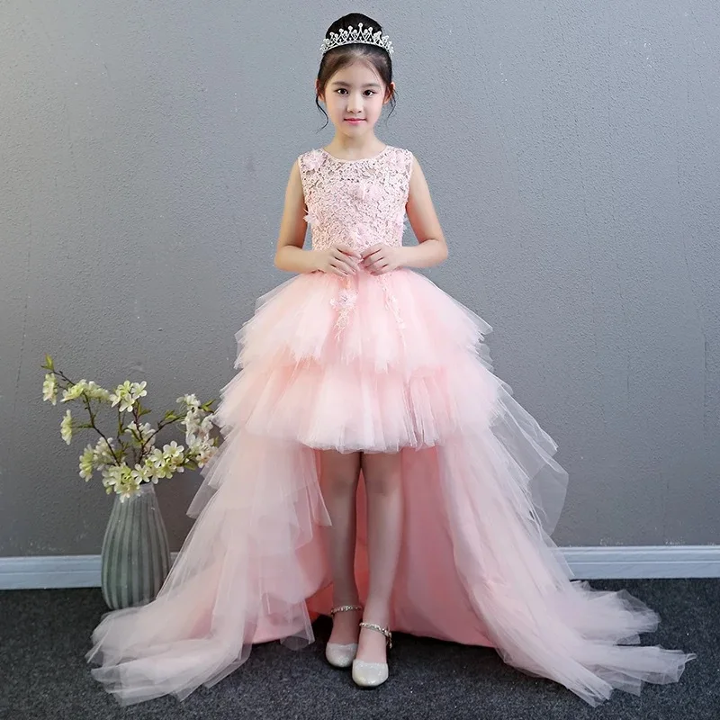 Великолепные Свадебные платья-пачки с цветочным рисунком для девочек от 1 до 10 лет, детское платье с цветочным рисунком для девочек Одежда для маленьких девочек платья для дня рождения - Цвет: pink